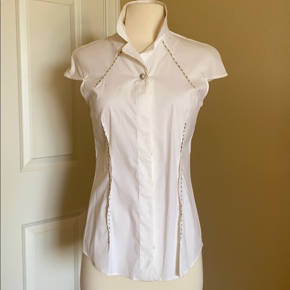 Gorgeous FENDI BLOUSE w/ leather detail